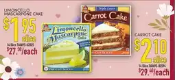 Restaurant Depot LIMONCELLO MASCARPONE CAKE, CARROT CAKE offer
