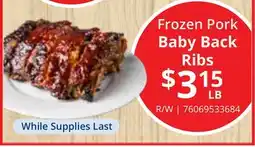 Restaurant Depot Frozen Pork Baby Back Ribs offer