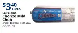 Restaurant Depot La Paloma Chorizo Mild Chub offer