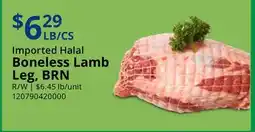 Restaurant Depot Imported Halal Boneless Lamb Leg, BRN offer