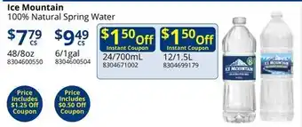 Restaurant Depot Ice Mountain 100% Natural Spring Water offer