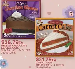 Restaurant Depot BELGIAN CHOCOLATE MOUSSE CAKE, CARROT CAKE offer