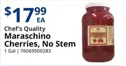 Restaurant Depot Chef's Quality Maraschino Cherries, No Stem offer