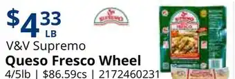 Restaurant Depot V&V Supremo Queso Fresco Wheel offer