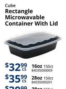 Restaurant Depot Cube Rectangle Microwavable Container With Lid offer