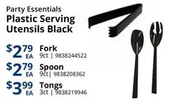 Restaurant Depot Party Essentials Plastic Serving Utensils Black offer