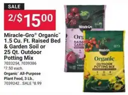 Ace Hardware Miracle-Gro Organic 1.5 Cu. Ft. Raised Bed & Garden Soil or 25 Qt. Outdoor Potting Mix offer