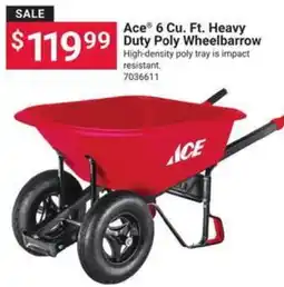 Ace Hardware Ace 6 Cu. Ft. Heavy duty poly wheelbarrow offer