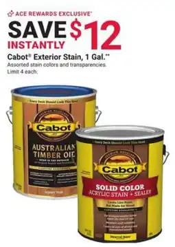 Ace Hardware Cabot Exterior Stain offer