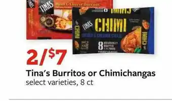 Fareway Tina's Burritos Or Chimichangas offer
