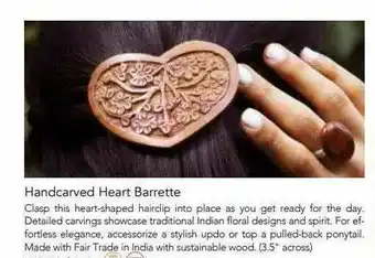 Handcarved Heart Barrette