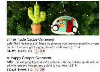 Isabella Fair Trade Cactus Ornament Of Happy Camper Ornament offer