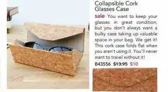 Isabella Collapsible Cork Glasses Case offer