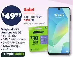 Family Dollar Simple Mobile Samsung A16 offer