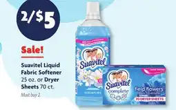 Family Dollar Suavitel Liquid Fabric Softener 25 oz. or Dryer Sheets 70 ct offer