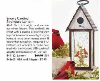 Snowy Cardinal Birdhouse Lantern