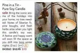 Isabella Pine In A Tin - Pure Soy Candle offer