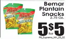 Supremo Foods Inc Bemar Plantain Snacks offer