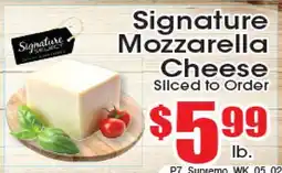 Supremo Foods Inc Signature Mozzarella Cheese offer