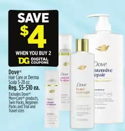 Dollar General Dove Hair Care or Derma Scalp offer