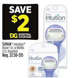 Dollar General Schick Intuition Razor or Refills offer