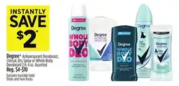 Dollar General Degree Antiperspirant Deodorant, Clinical, Dry Spray or Whole Body Deodorant offer