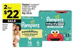 Dollar General Pampers Swaddlers TM or Baby-Dry TM Jumbo Diapers offer