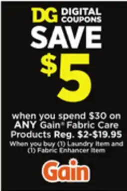 Dollar General Gain Fabric Care Products offer