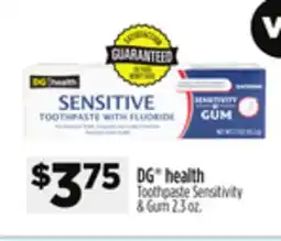 Dollar General DG health Toothpaste Sensitivity & Gum offer