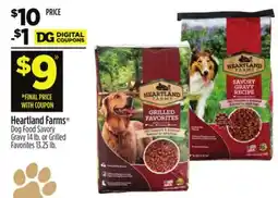 Dollar General Heartland Farms Dog Food Savory Gravy 14 lb. or Grilled Favorites 13.25 lb offer