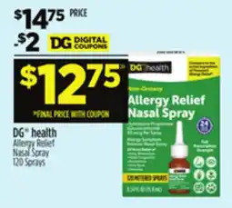 Dollar General DG health Allergy Relief Nasal Spray offer