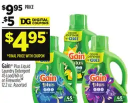Dollar General Gain Plus Liquid Laundry Detergent or Fireworks offer