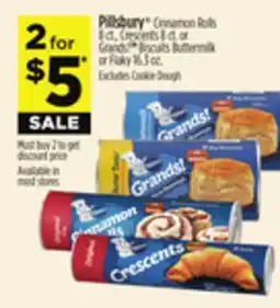 Dollar General Pillsbury Cinnamon Rolls 8 ct., Crescents 8 ct. or Grands! TM Biscuits Buttermilk or Flaky 16.3 oz offer