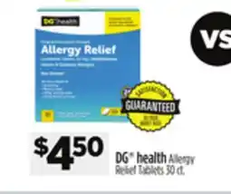 Dollar General DG health Allergy Relief Tablets offer