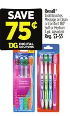 Dollar General Rexall Toothbrushes Massage or Clean or Comfort offer
