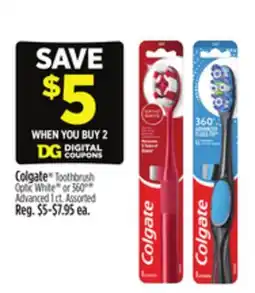 Dollar General Colgate Toothbrush Optic White or 360° Advanced 1 ct offer
