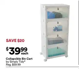Michaels Collapsible Bin Cart by Simply Tidy offer