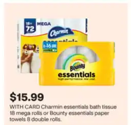 CVS Charmin essentials bath tissue 18 mega rolls or Bounty essentials paper towels 8 double rolls offer