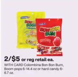 CVS Colombina Bon Bon Bum, Boom pops 6-14.4 oz or hard candy 6-6.7 oz offer