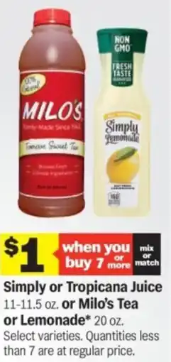 Meijer Simply or Tropicana Juice offer