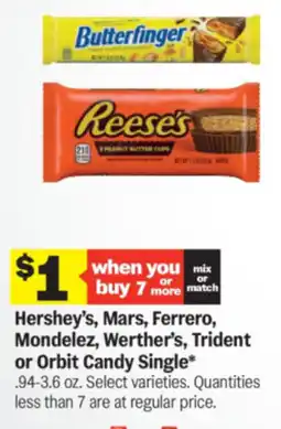 Meijer Hersheys Mars Ferrero Mondelez Werthers Trident or Orbit Candy Single offer