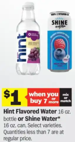 Meijer Hint Flavored Water or Shine Water offer
