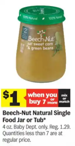 Meijer Beech Nut Natural Single Food Jar or Tub offer