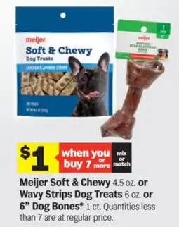 Meijer Meijer Soft & Chewy or Wavy Strips Dog Treats or 6 Dog Bones offer