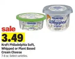 Meijer Kraft Philadelphia Soft Whipped or Plant Based Cream Cheese offer