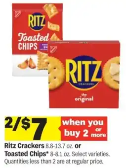 Meijer Ritz Crackers or Toasted Chips offer