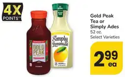 Albertsons Gold Peak Tea or Simply Ades offer