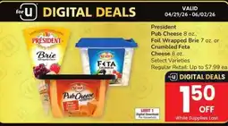 Albertsons President Pub Cheese , Foil Wrapped Brie or Crumbled Feta offer