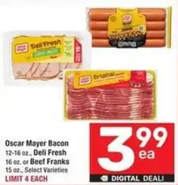 Albertsons Oscar mayer bacon deli fresh or beef franks offer