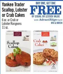 Price Chopper Yankee trader scallop, lobster or crab cakes offer